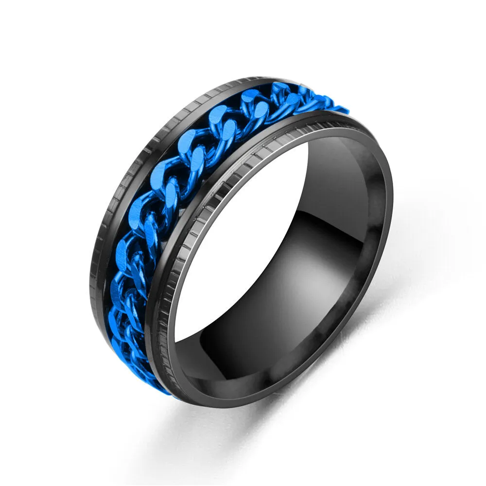 1 PC Stainless Steel Chain Rotating Fashion Simple Ring