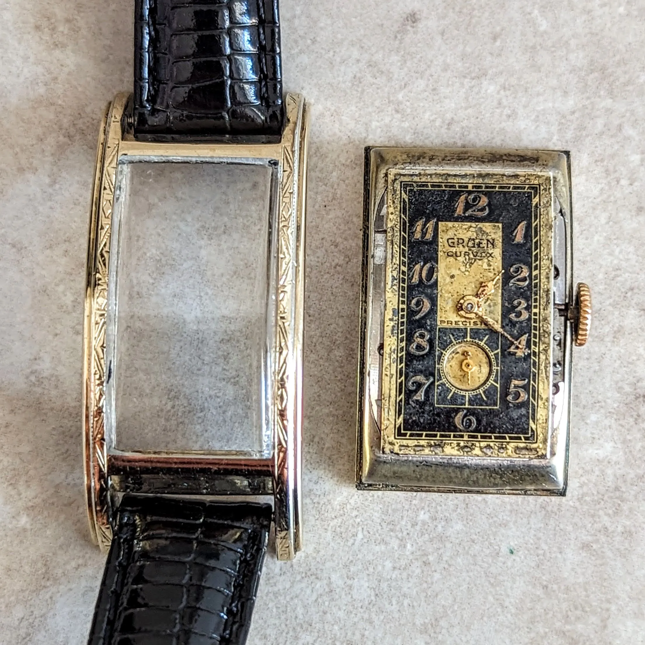 1937 GRUEN CURVEX Precision Watch 17 Jewels Cal. 330 Swiss Made Wristwatch