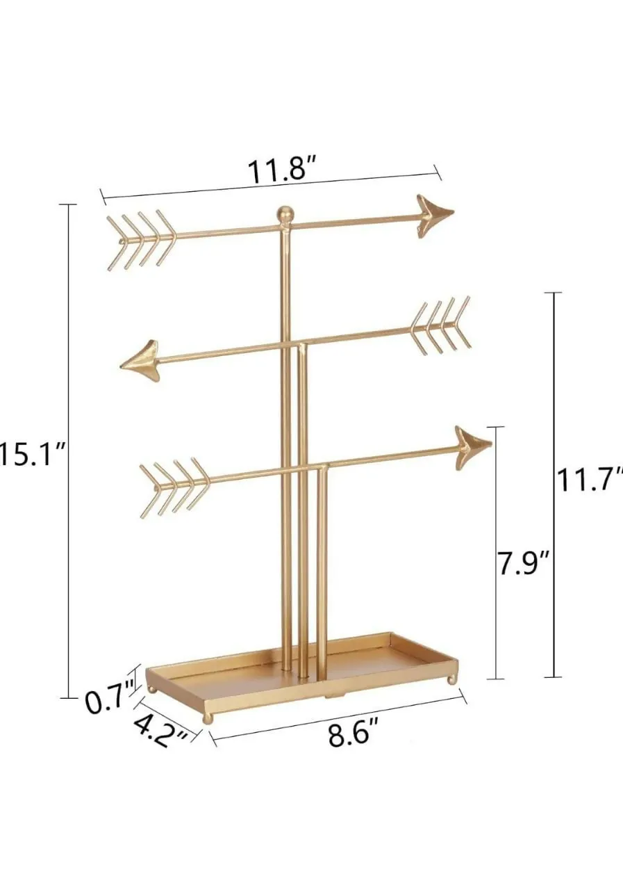 3 Tier Arrow Jewelry Accessories Organizer, Metal Jewelry Display Stand
