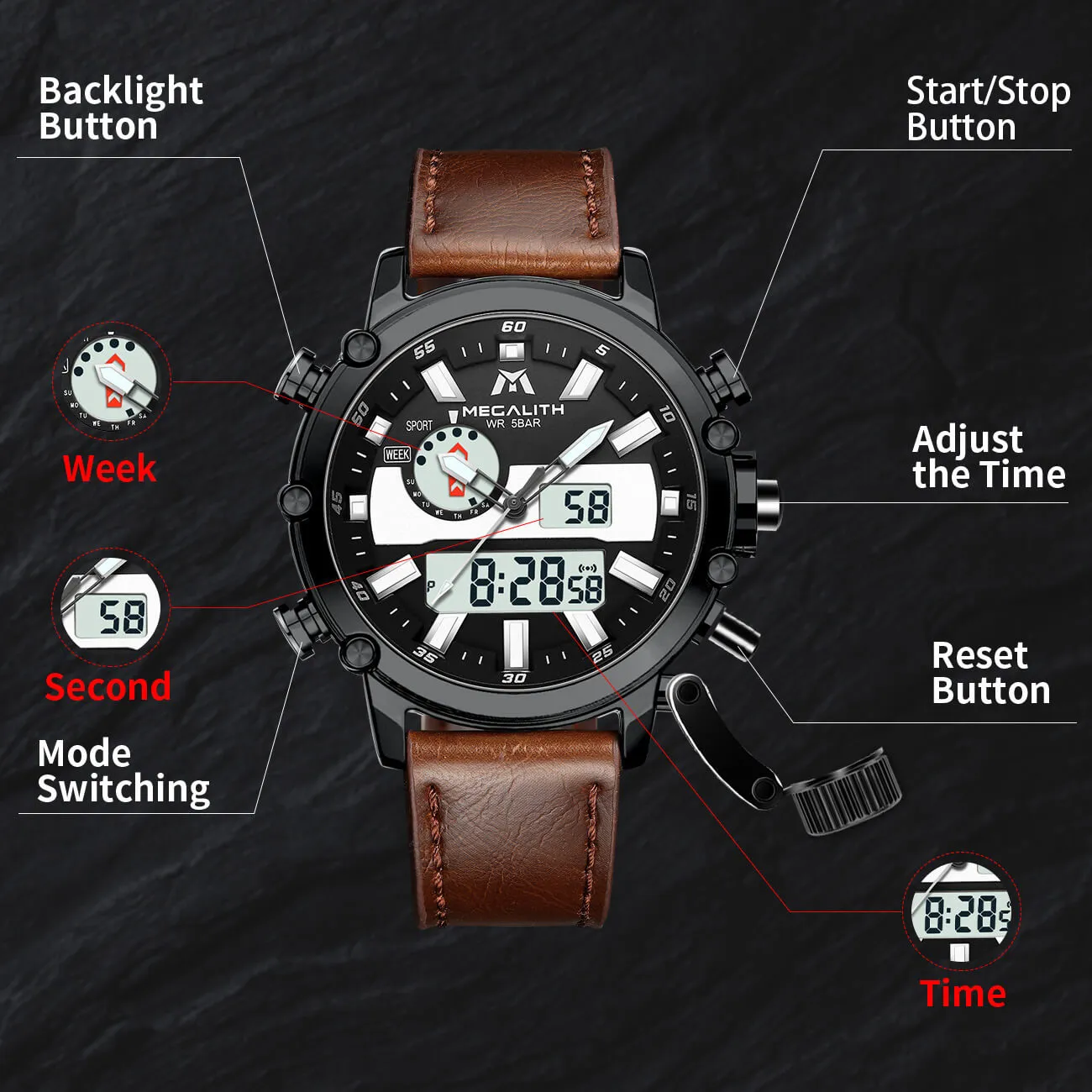 8229M | Quartz Men Watch | Leather Band