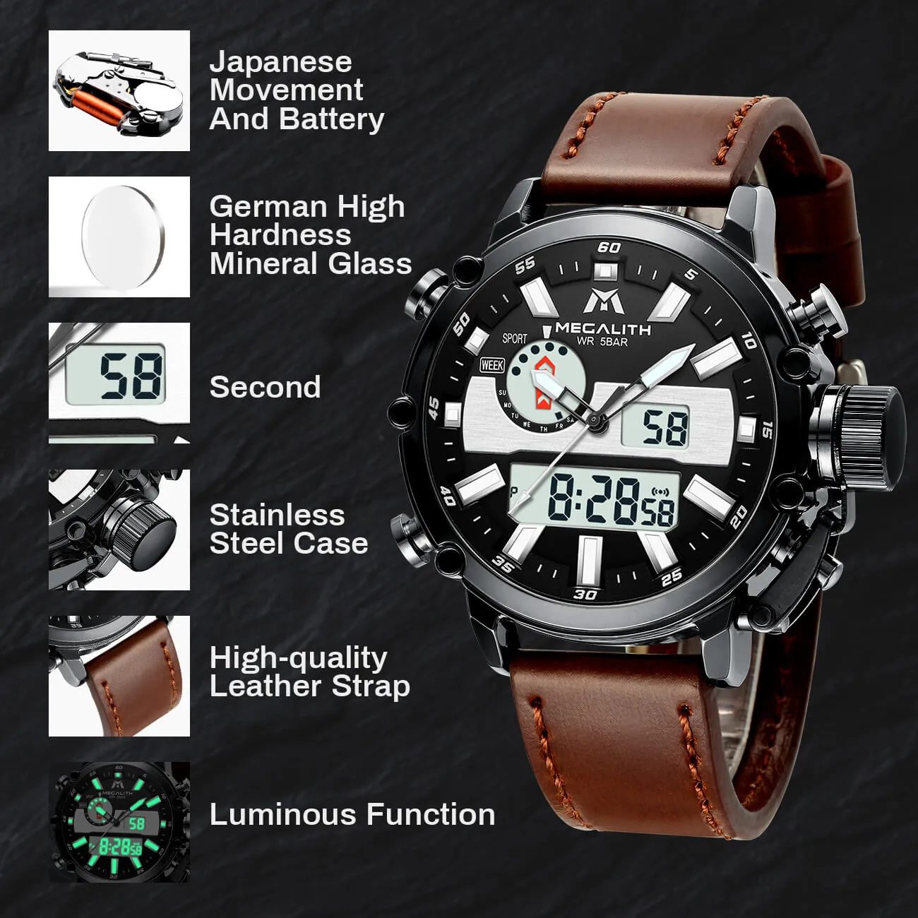 8229M | Quartz Men Watch | Leather Band