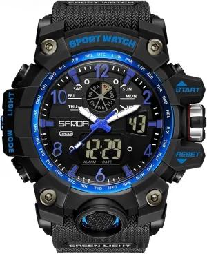 AIMES Mens Watches Sports Outdoor Waterproof Military Watch for Men Tactical Watch Analog Digital Date Alarm Stopwatch Multi-Function Tactics Big Face Wristwatch for Men