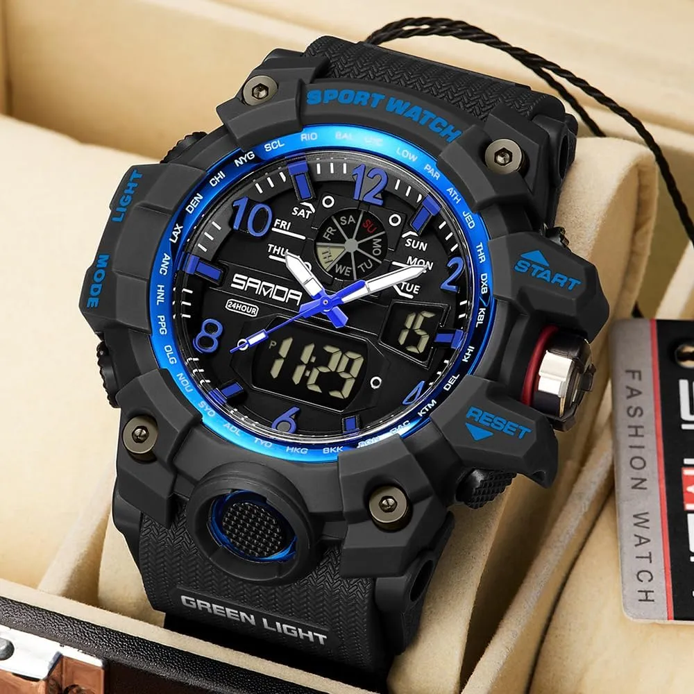 AIMES Mens Watches Sports Outdoor Waterproof Military Watch for Men Tactical Watch Analog Digital Date Alarm Stopwatch Multi-Function Tactics Big Face Wristwatch for Men
