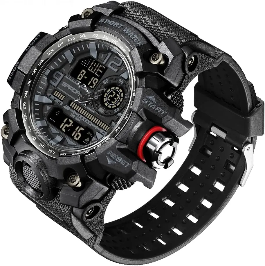 AIMES Men's Watches Sports Outdoor Waterproof Military Wrist Watch Tactical Date Multi Function Large Face LED Alarm Stopwatch for Men
