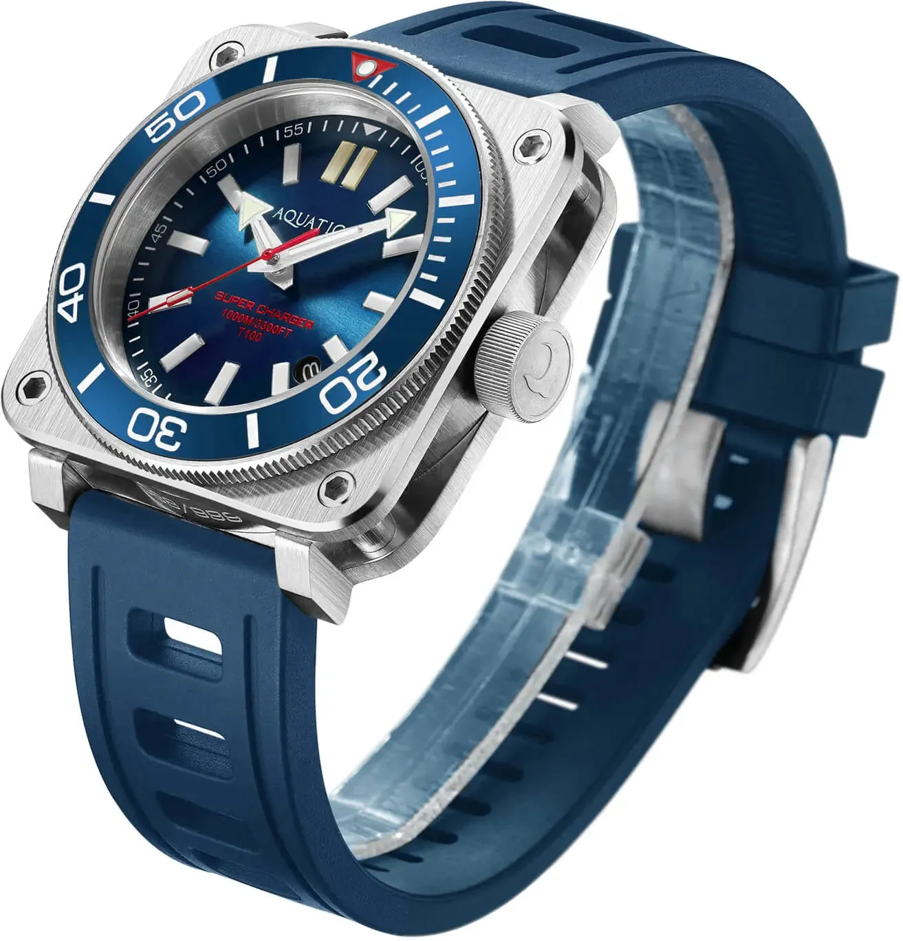 Aquatico Steel Man Blue Dial Ceramic Bezel Watch (SWISS MADE Sellita sw200-1)