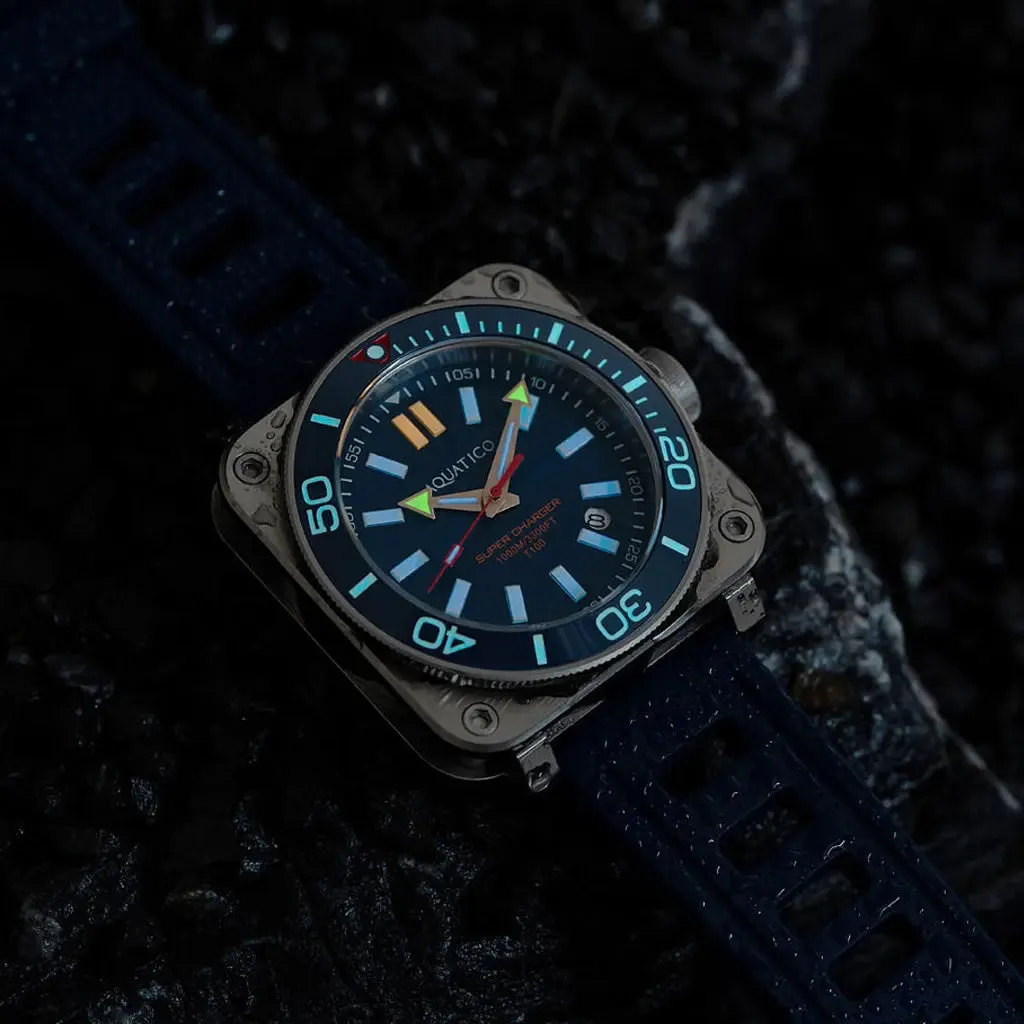 Aquatico Steel Man Blue Dial Ceramic Bezel Watch (SWISS MADE Sellita sw200-1)