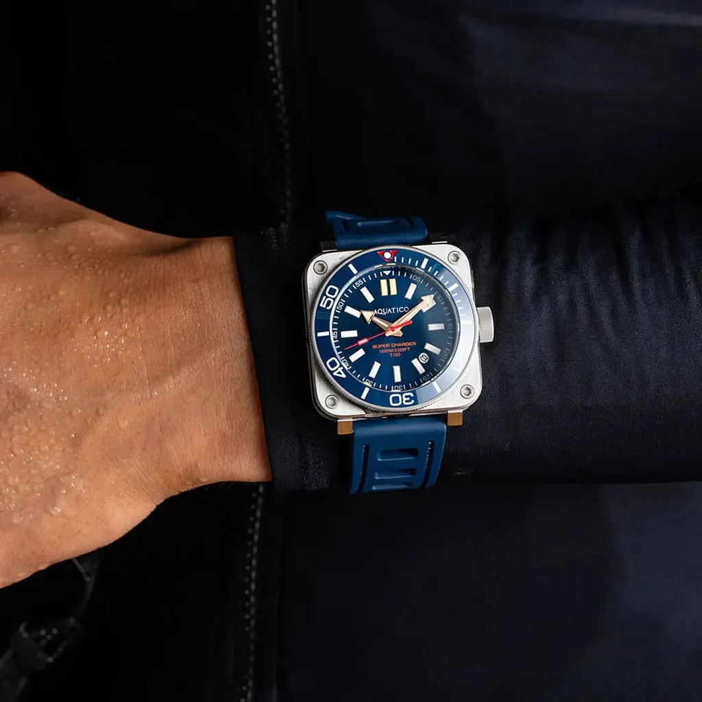Aquatico Steel Man Blue Dial Ceramic Bezel Watch (SWISS MADE Sellita sw200-1)