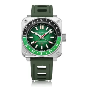 Aquatico Steel Man GMT Watch (Green Dial Green and Black Bezel) NO DATE