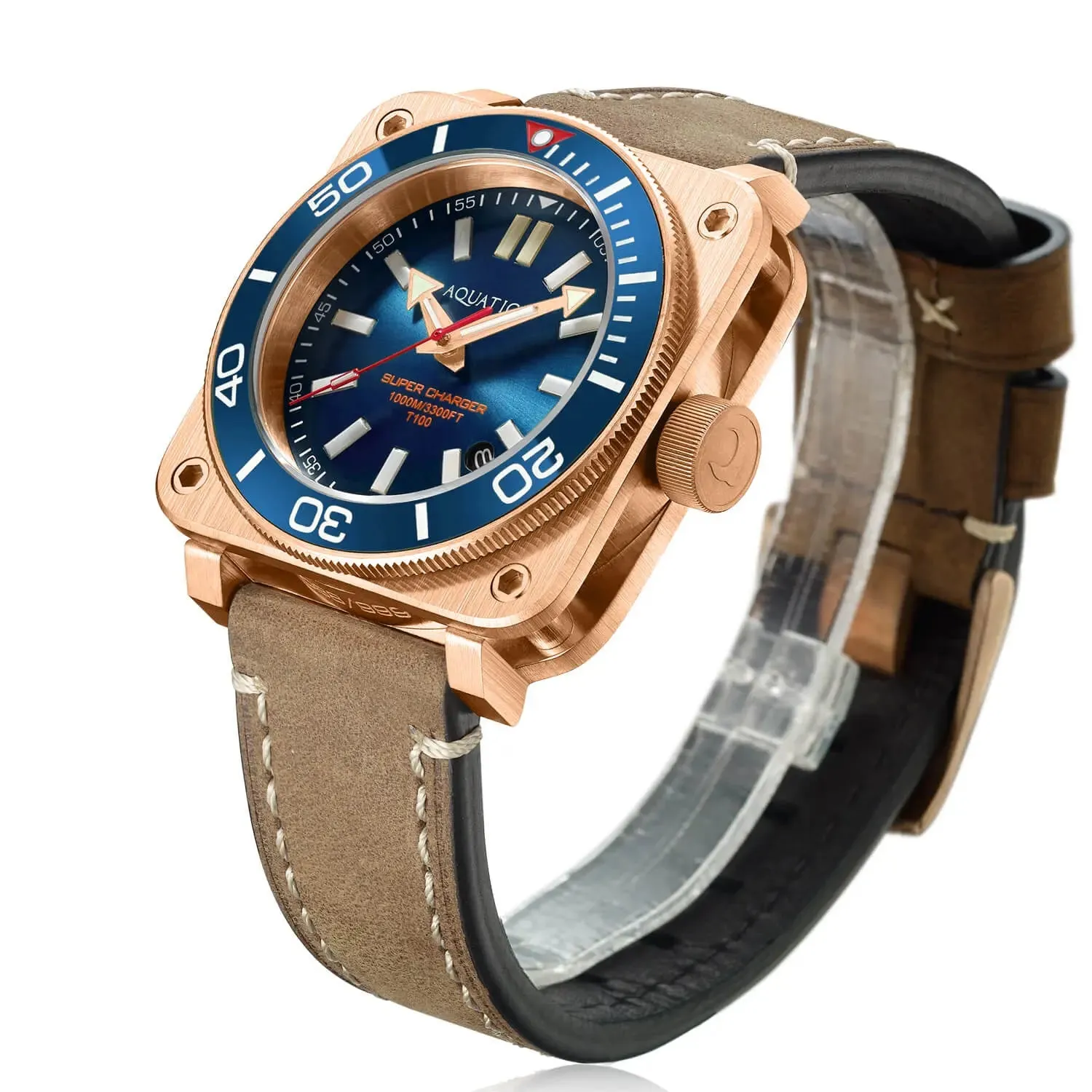 Aquatico Super Charger Bronze Blue Dial Watch (NH35)