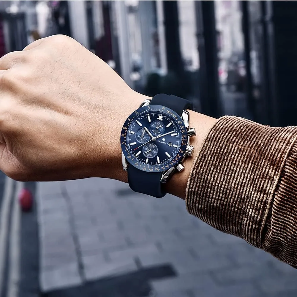 BENYAR AKNIGHT Mens Watches 45mm Big Face Waterproof Analog Quartz Chronograph Business Work Sport Casual Fashion Designer Dress Men's Wrist Watches with Calendar, Luminous Hand Watch for Men