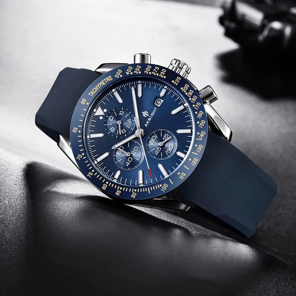 BENYAR AKNIGHT Mens Watches 45mm Big Face Waterproof Analog Quartz Chronograph Business Work Sport Casual Fashion Designer Dress Men's Wrist Watches with Calendar, Luminous Hand Watch for Men