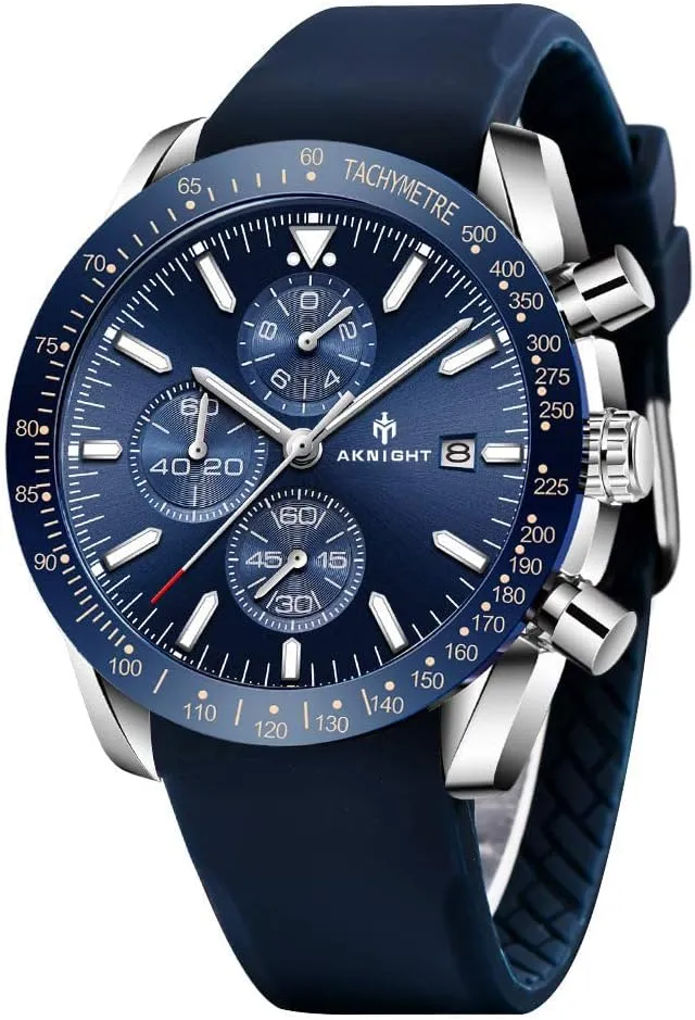 BENYAR AKNIGHT Mens Watches 45mm Big Face Waterproof Analog Quartz Chronograph Business Work Sport Casual Fashion Designer Dress Men's Wrist Watches with Calendar, Luminous Hand Watch for Men