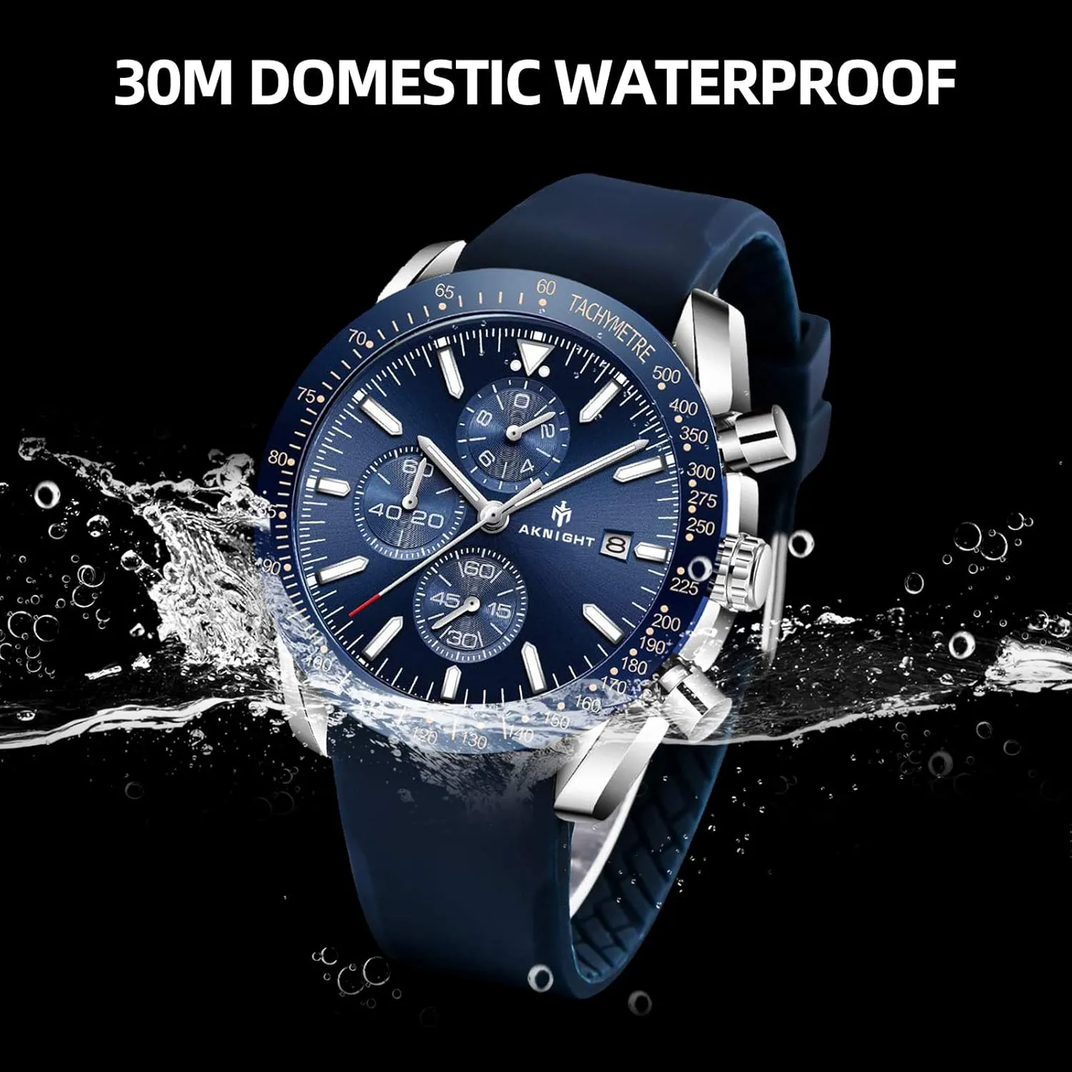 BENYAR AKNIGHT Mens Watches 45mm Big Face Waterproof Analog Quartz Chronograph Business Work Sport Casual Fashion Designer Dress Men's Wrist Watches with Calendar, Luminous Hand Watch for Men