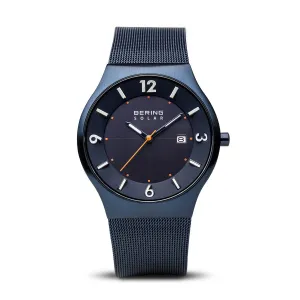 Bering 14440-393 Solar Blue Stainless Steel Mesh Strap Unisex Watches