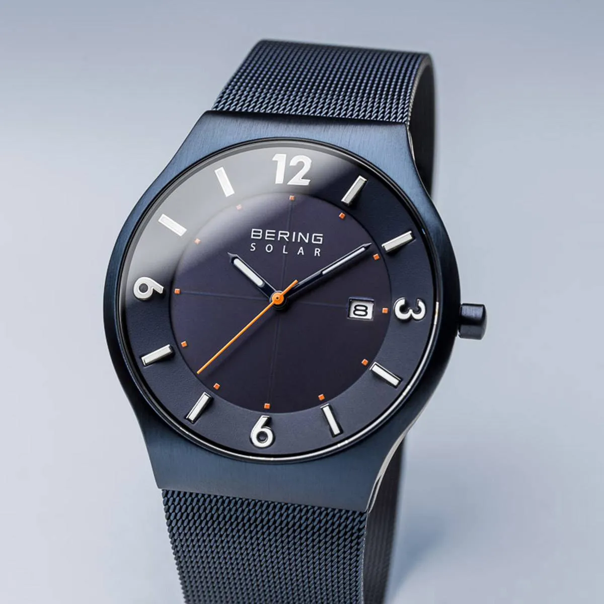 Bering 14440-393 Solar Blue Stainless Steel Mesh Strap Unisex Watches