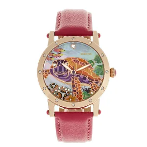 Bertha Chelsea MOP Leather-Band Ladies Watch - Rose Gold/Pink
