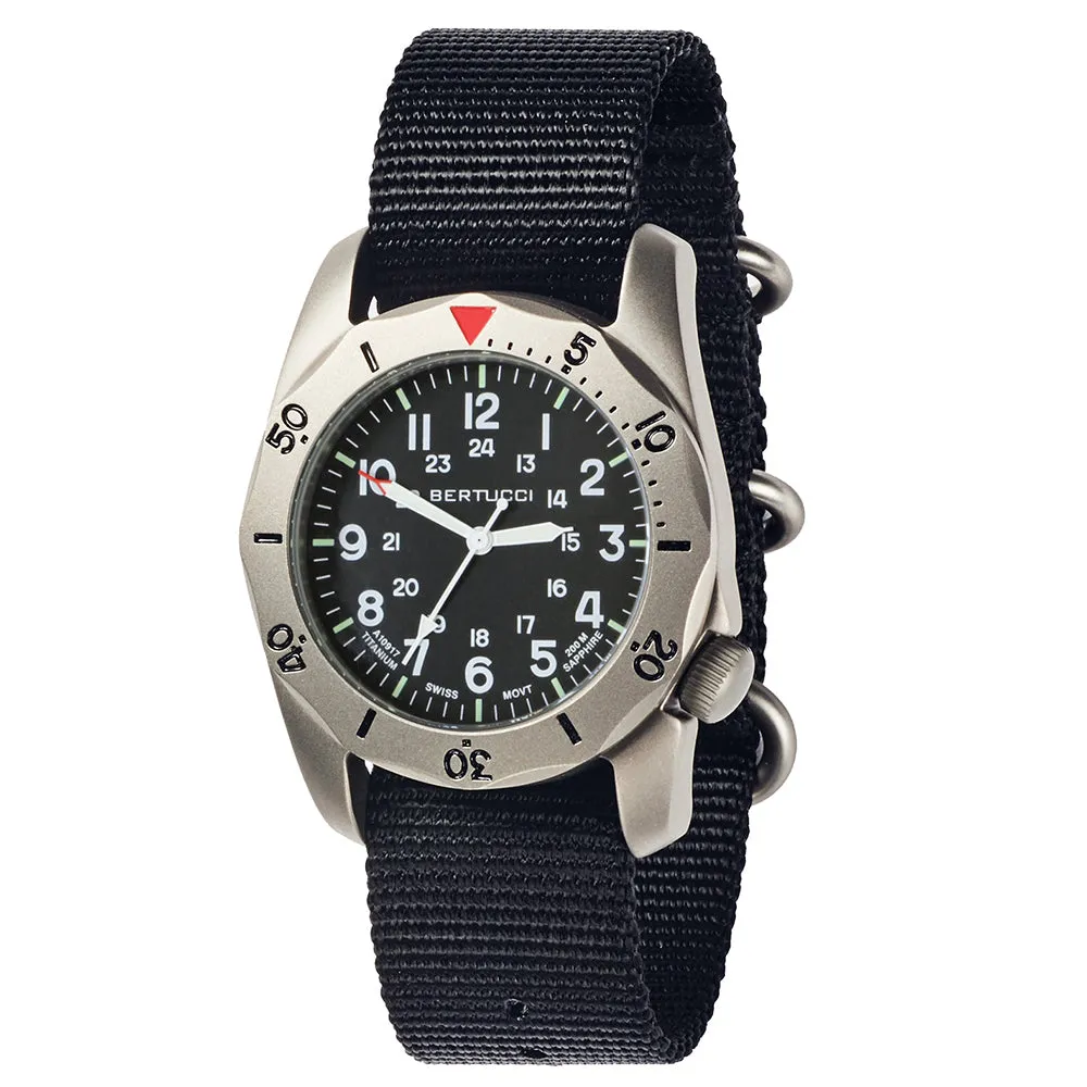 Bertucci A-2TR Vintage Mens Titanium Band Black Quartz Dial Watch - 12114