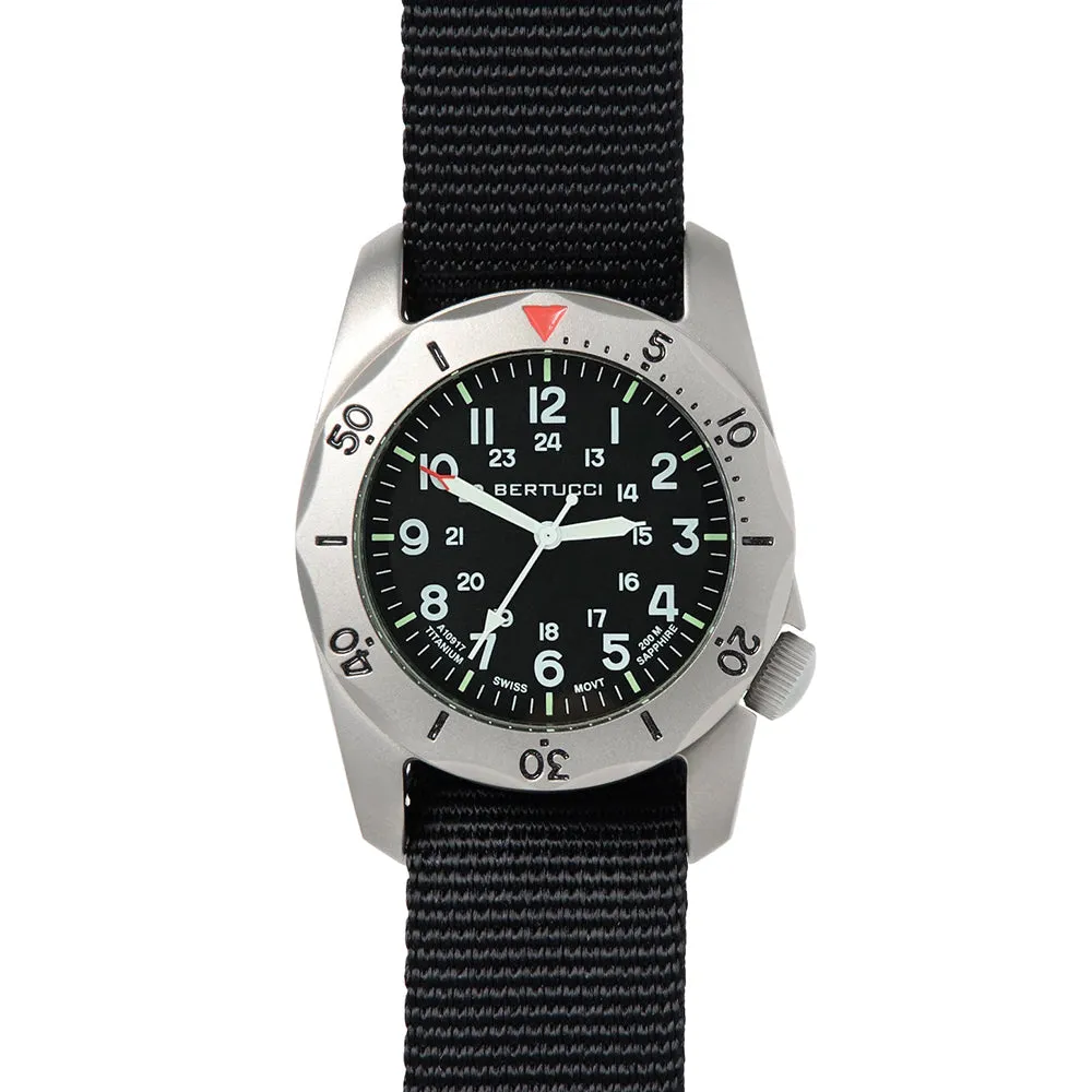 Bertucci A-2TR Vintage Mens Titanium Band Black Quartz Dial Watch - 12114