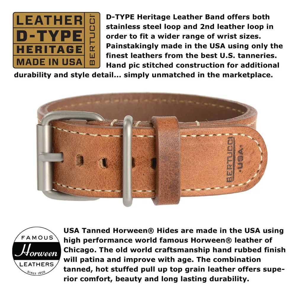 Bertucci Mens Americana Tan Horween Leather Band Black Quartz with Dial Watch - 13335