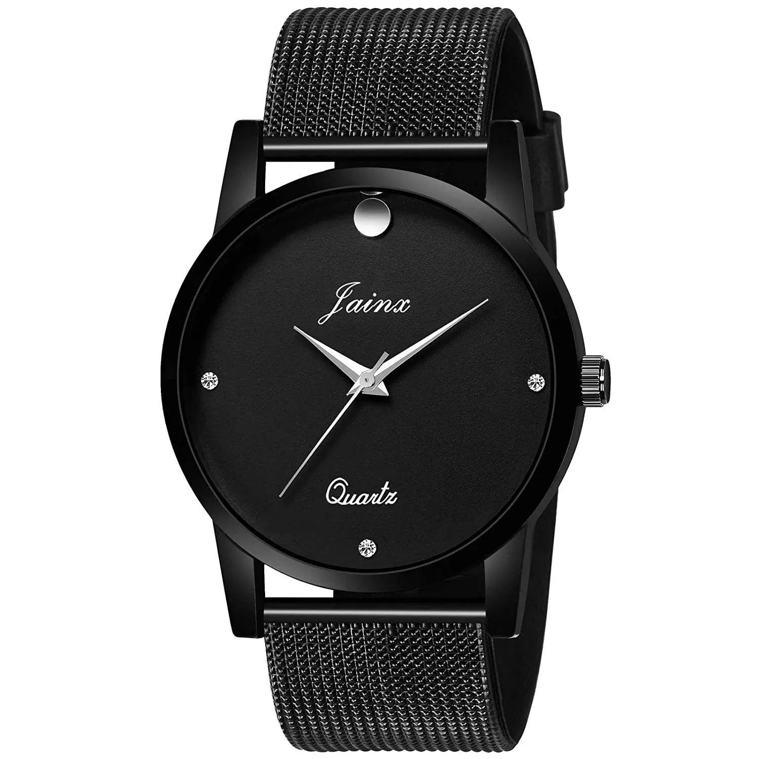 Black Dial Black Silicone Mesh Strap Analog Watch - For Men JM351