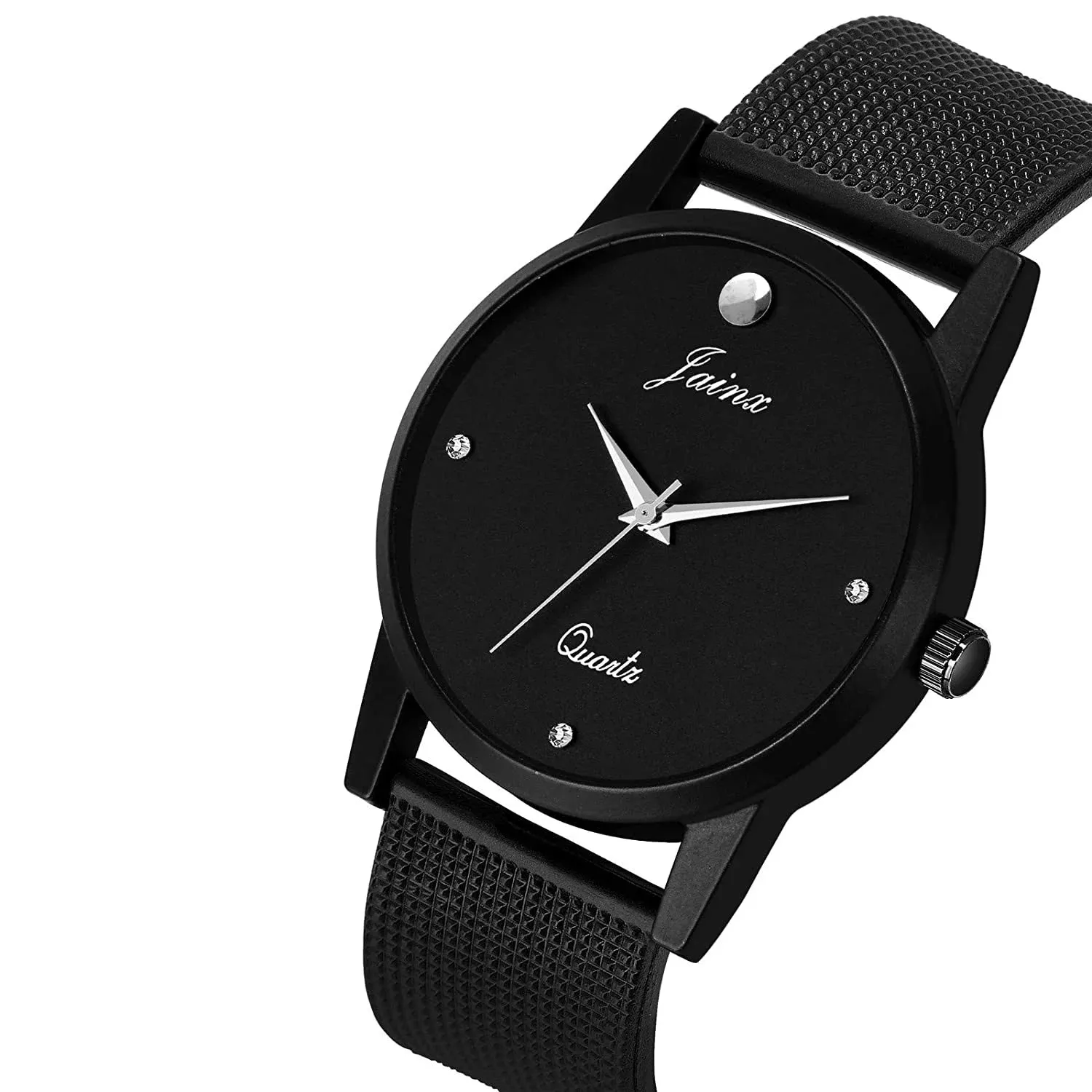 Black Dial Black Silicone Mesh Strap Analog Watch - For Men JM351