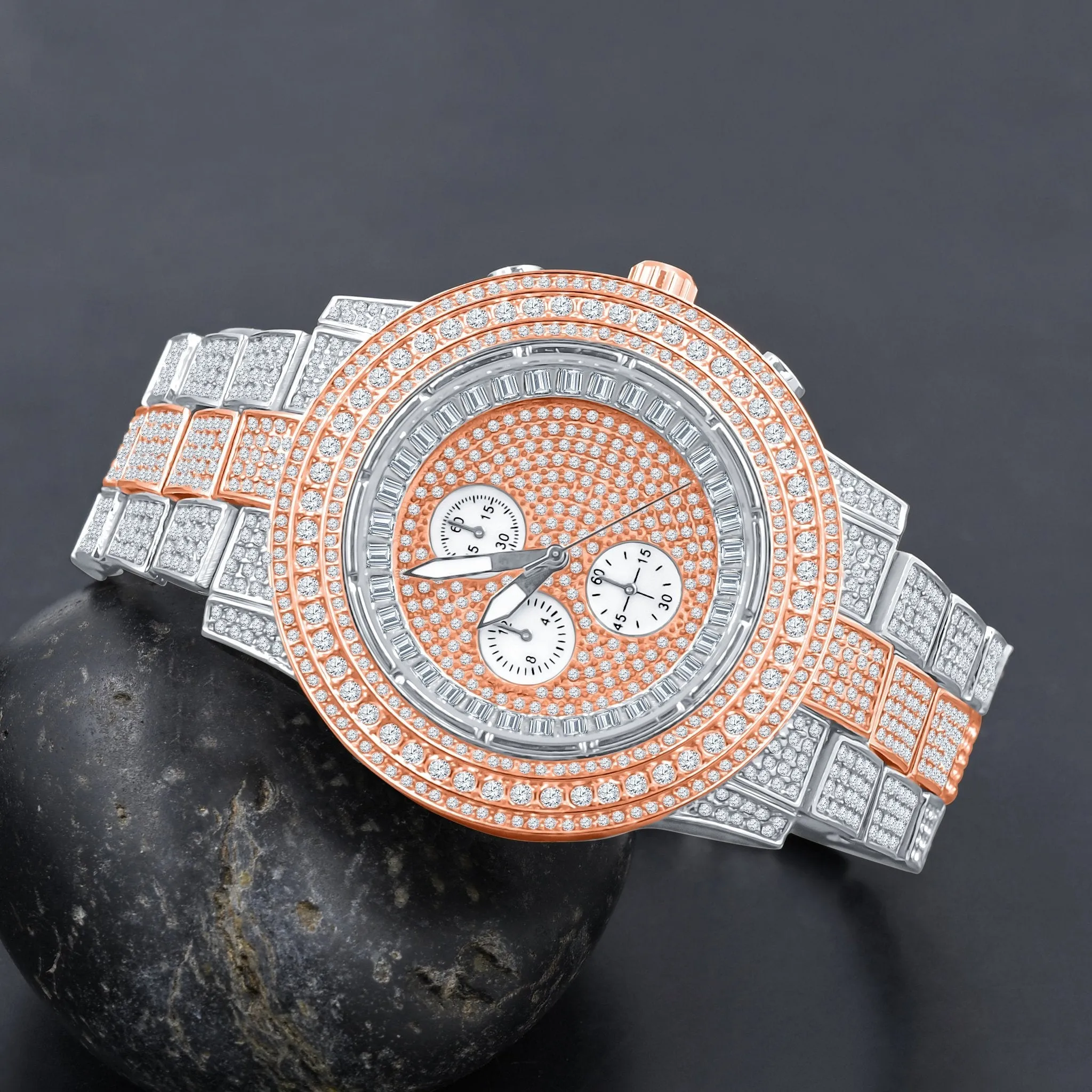 Bling Hip Hop Metal Watch - Fully Adjustable Links & Crystal Stones