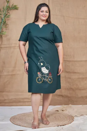 Blue casual cotton dress for women