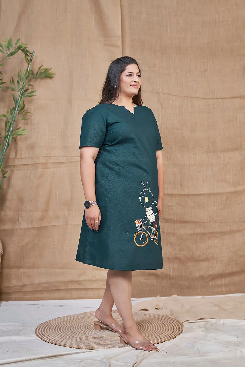 Blue casual cotton dress for women