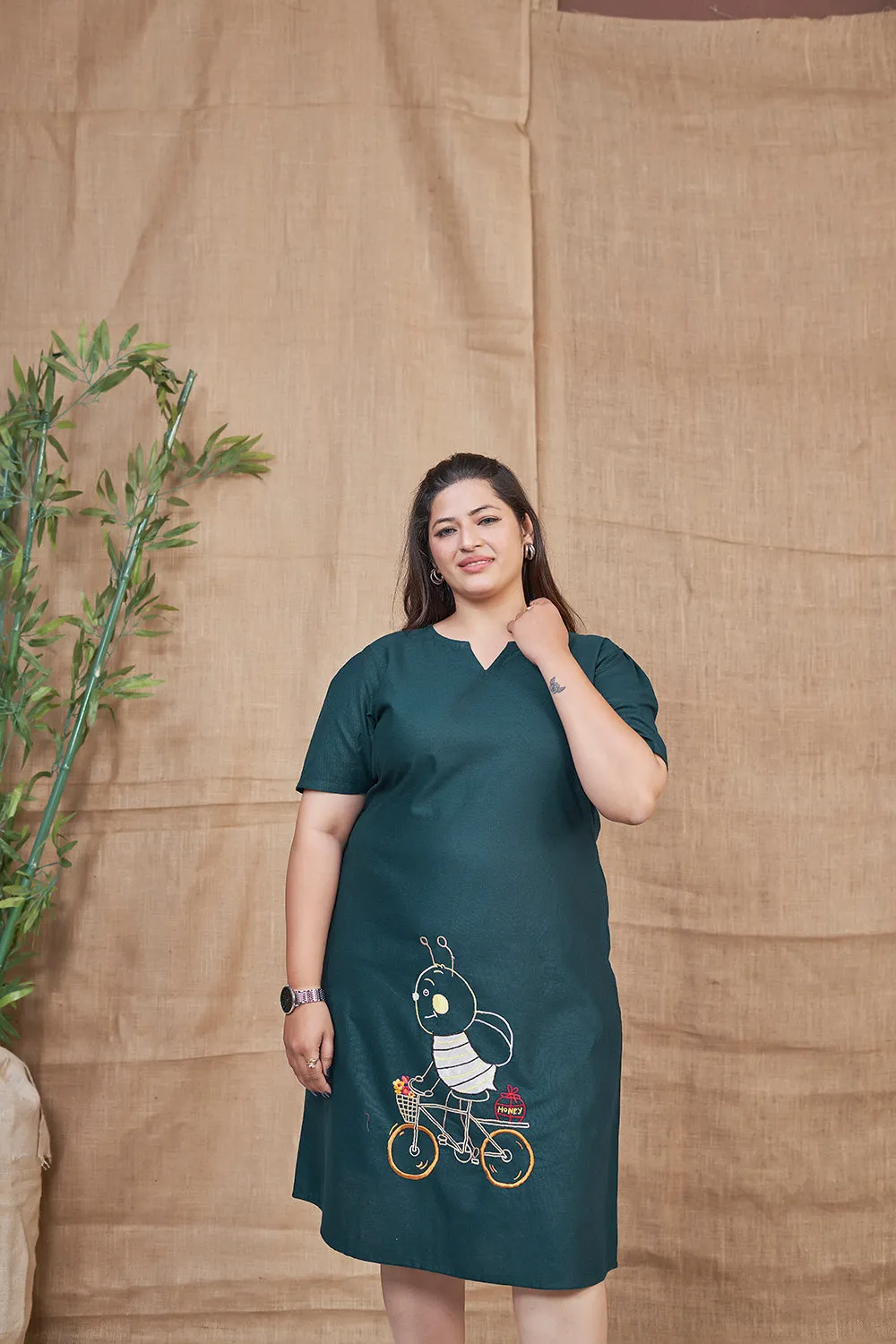 Blue casual cotton dress for women