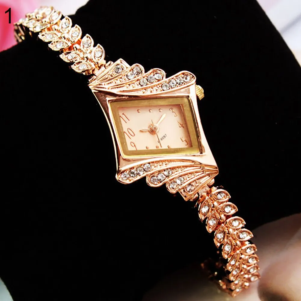 Bracelet Wrist Watch Rhinestone Flower Heart Love Style Stainless Steel Stylish Quartz Bracelet Watch for Daily zegarek damski