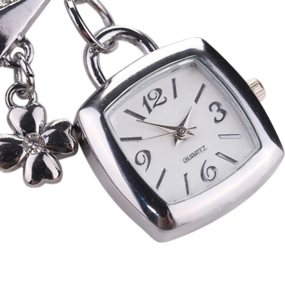 Bracelet Wrist Watch Rhinestone Flower Heart Love Style Stainless Steel Stylish Quartz Bracelet Watch for Daily zegarek damski