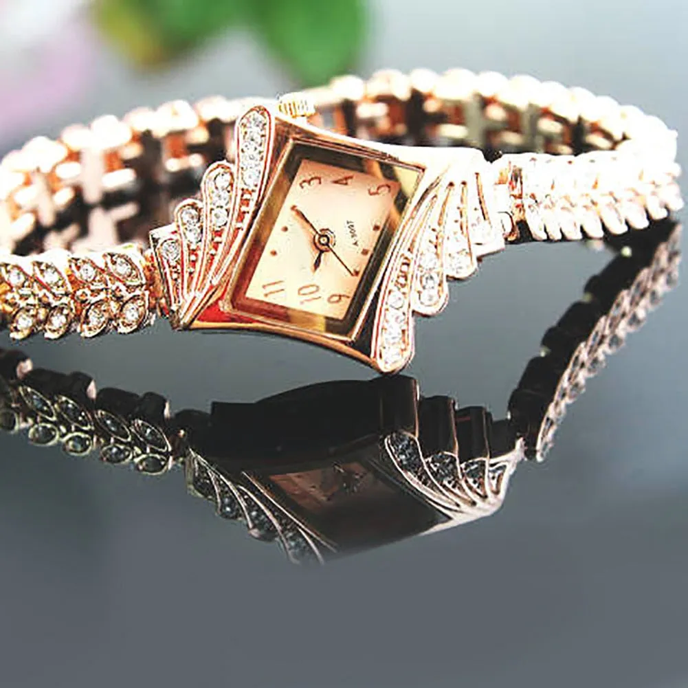 Bracelet Wrist Watch Rhinestone Flower Heart Love Style Stainless Steel Stylish Quartz Bracelet Watch for Daily zegarek damski