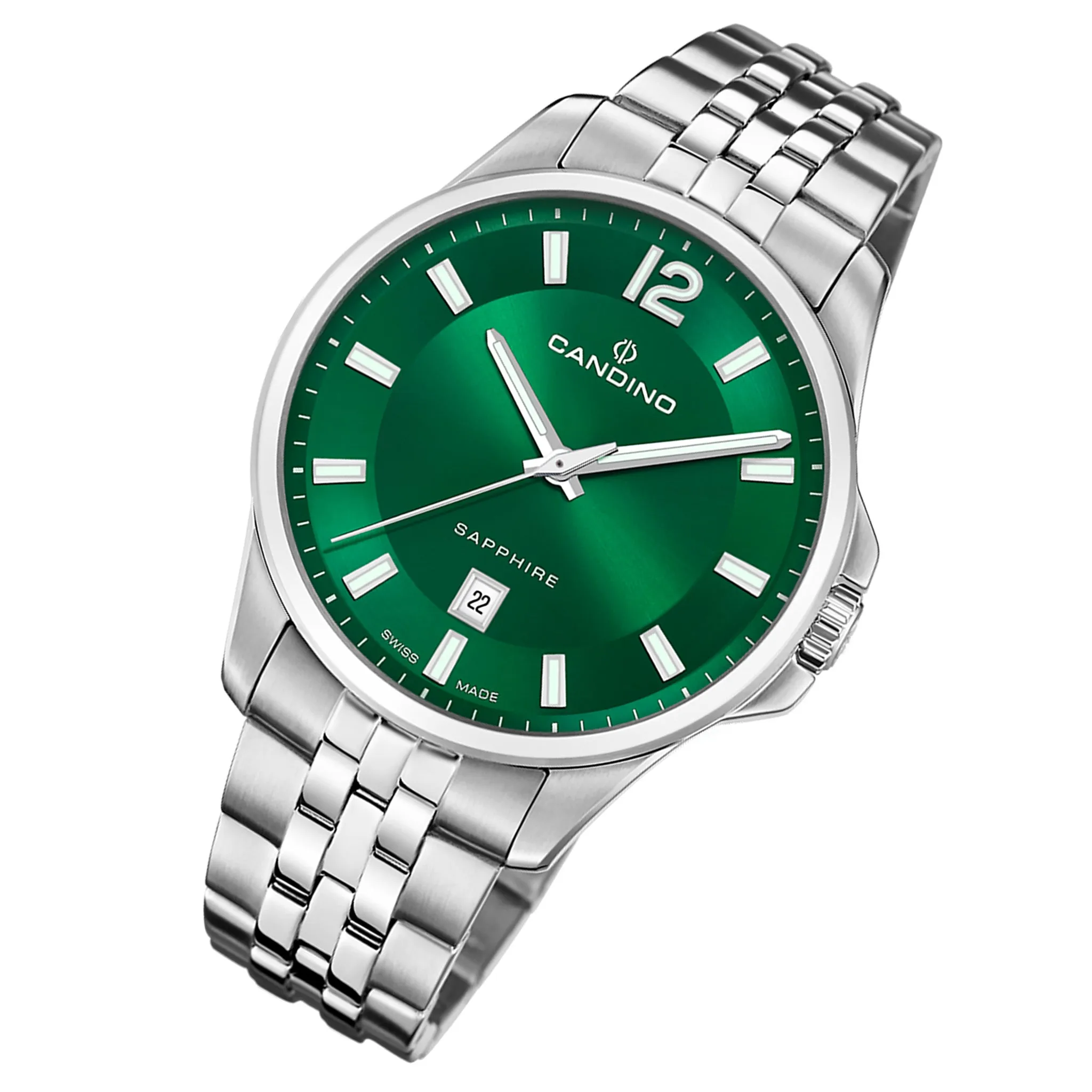 Candino Silver Steel Green Dial Men's Swiss Made Watch - C4764/3
