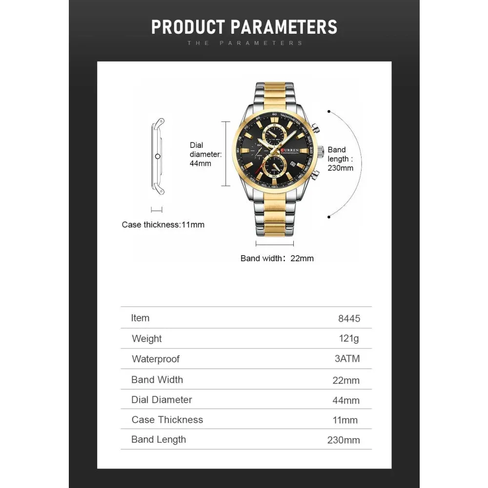 Casual Sporty Brand Stainless Steel Band Wristwatches for Men Chronograph Quartz Watches with Date