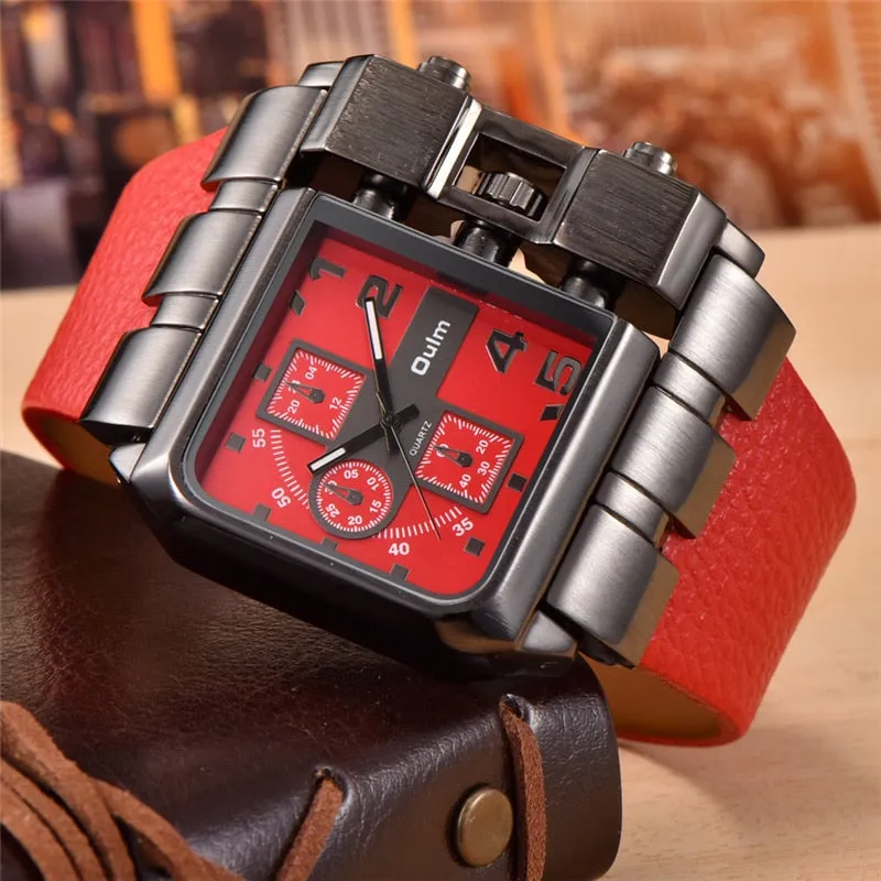 Casual Wristwatch Square Dial Wide Strap Men's Quartz Watch