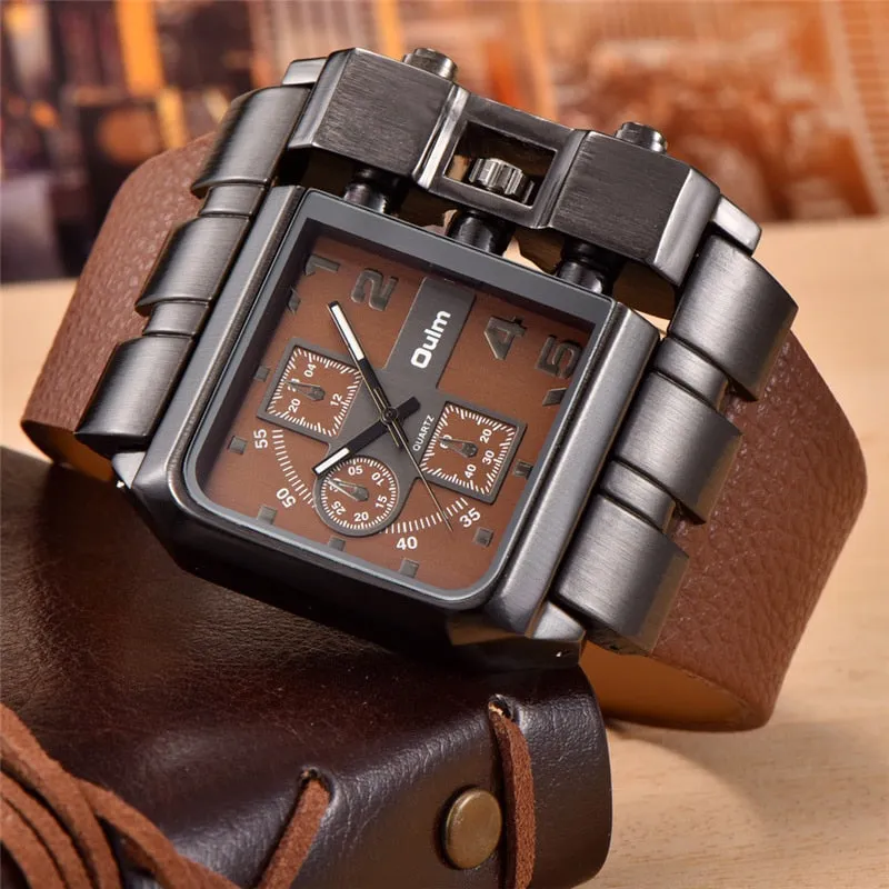 Casual Wristwatch Square Dial Wide Strap Men's Quartz Watch