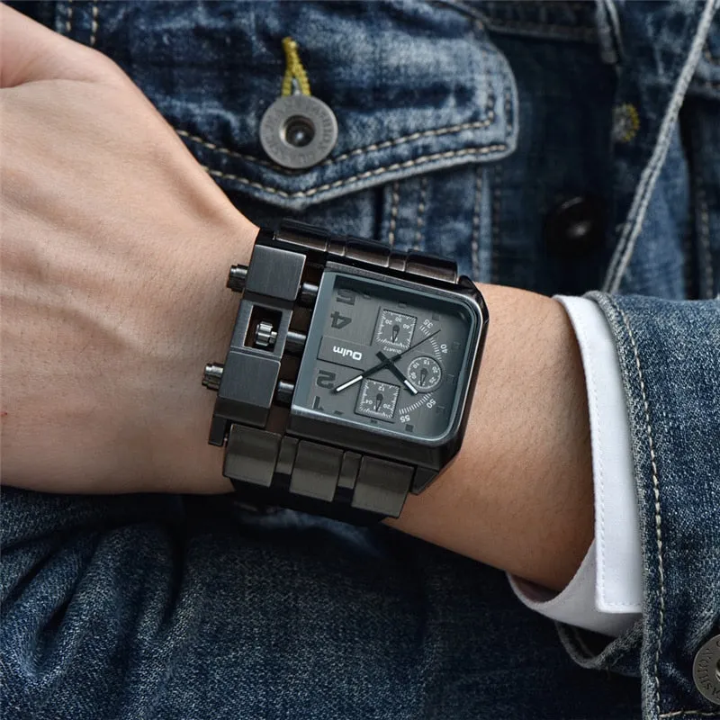 Casual Wristwatch Square Dial Wide Strap Men's Quartz Watch