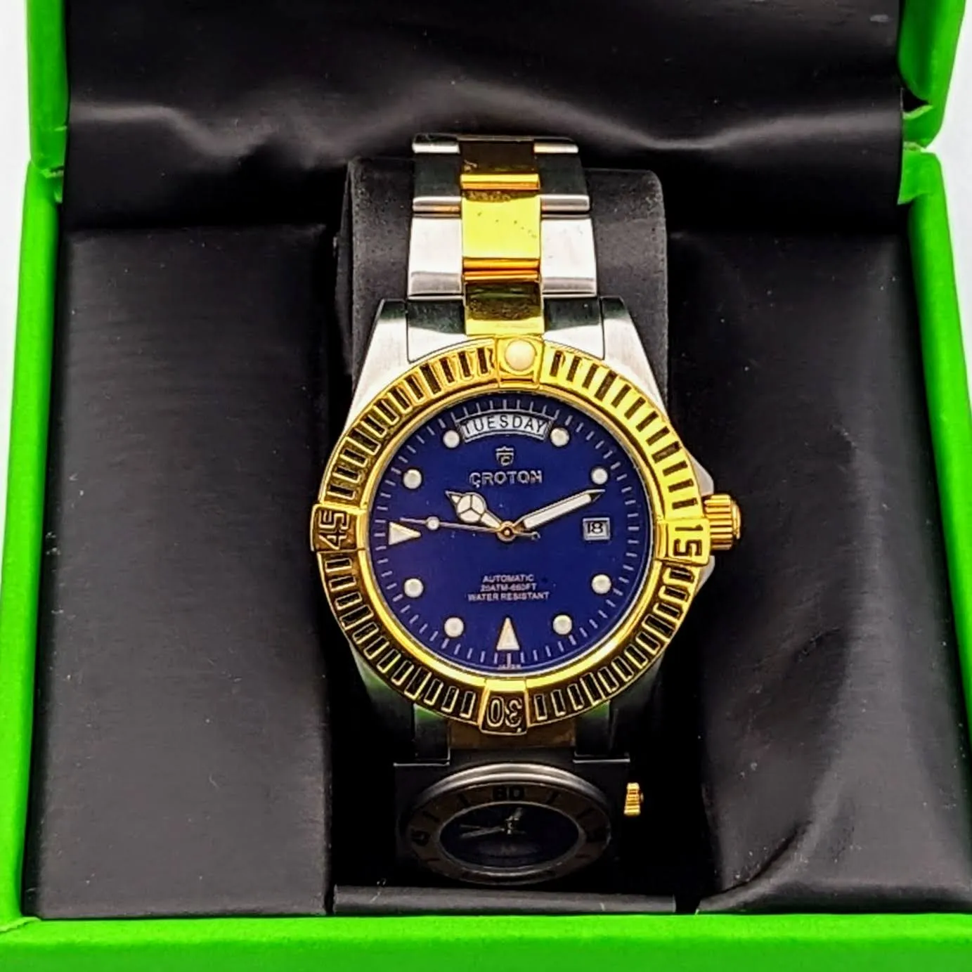 CROTON Wristwatch Two Time Zone Automatic and Quartz with Day Date Watch