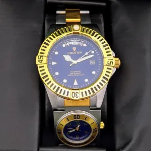 CROTON Wristwatch Two Time Zone Automatic and Quartz with Day Date Watch