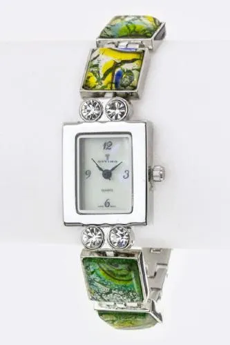 Crystal & Resin Stone Bracelet Watch