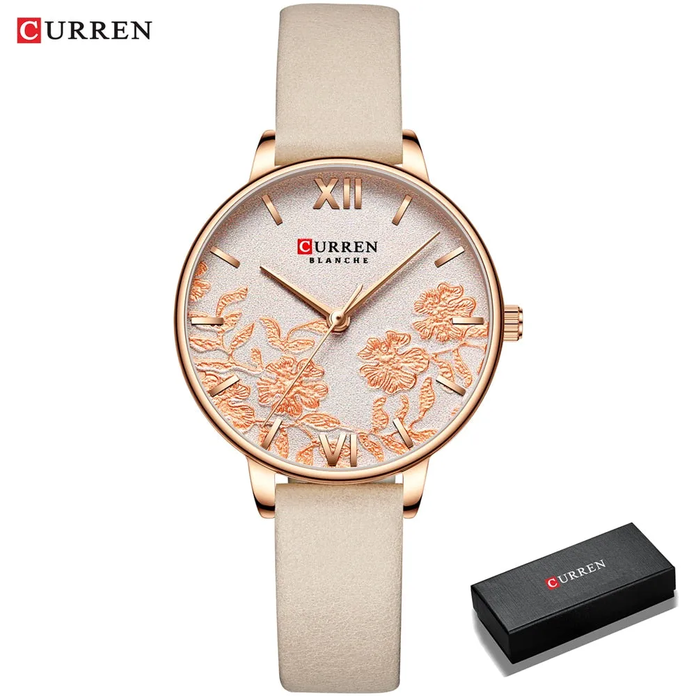 CURREN Women Watches Top Brand Luxury Stainless Steel Strap Wristwatch for Women Rose Clock Stylish Quartz Ladies Watch