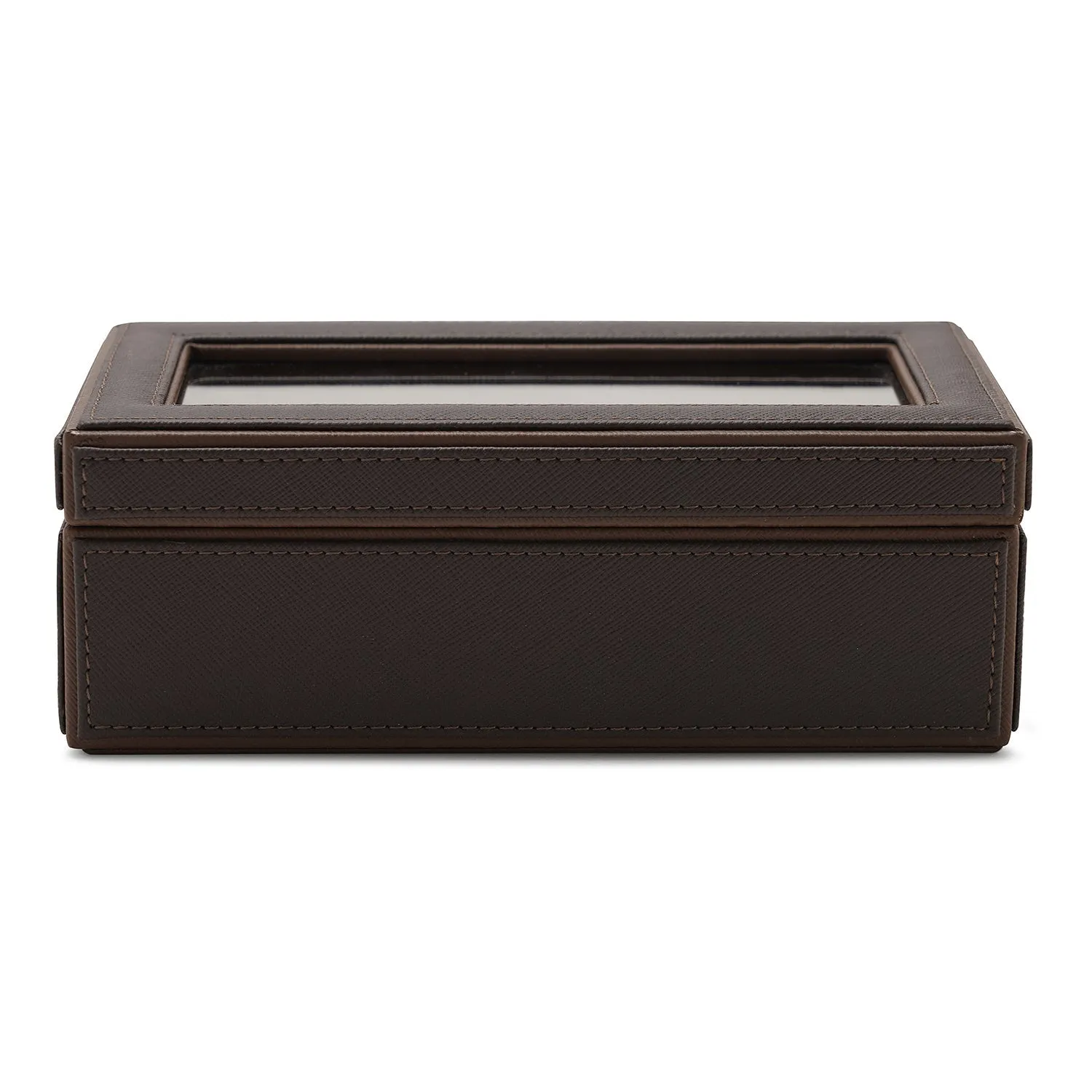 Dark Brown 3 Compartment Faux Leather Watch Box