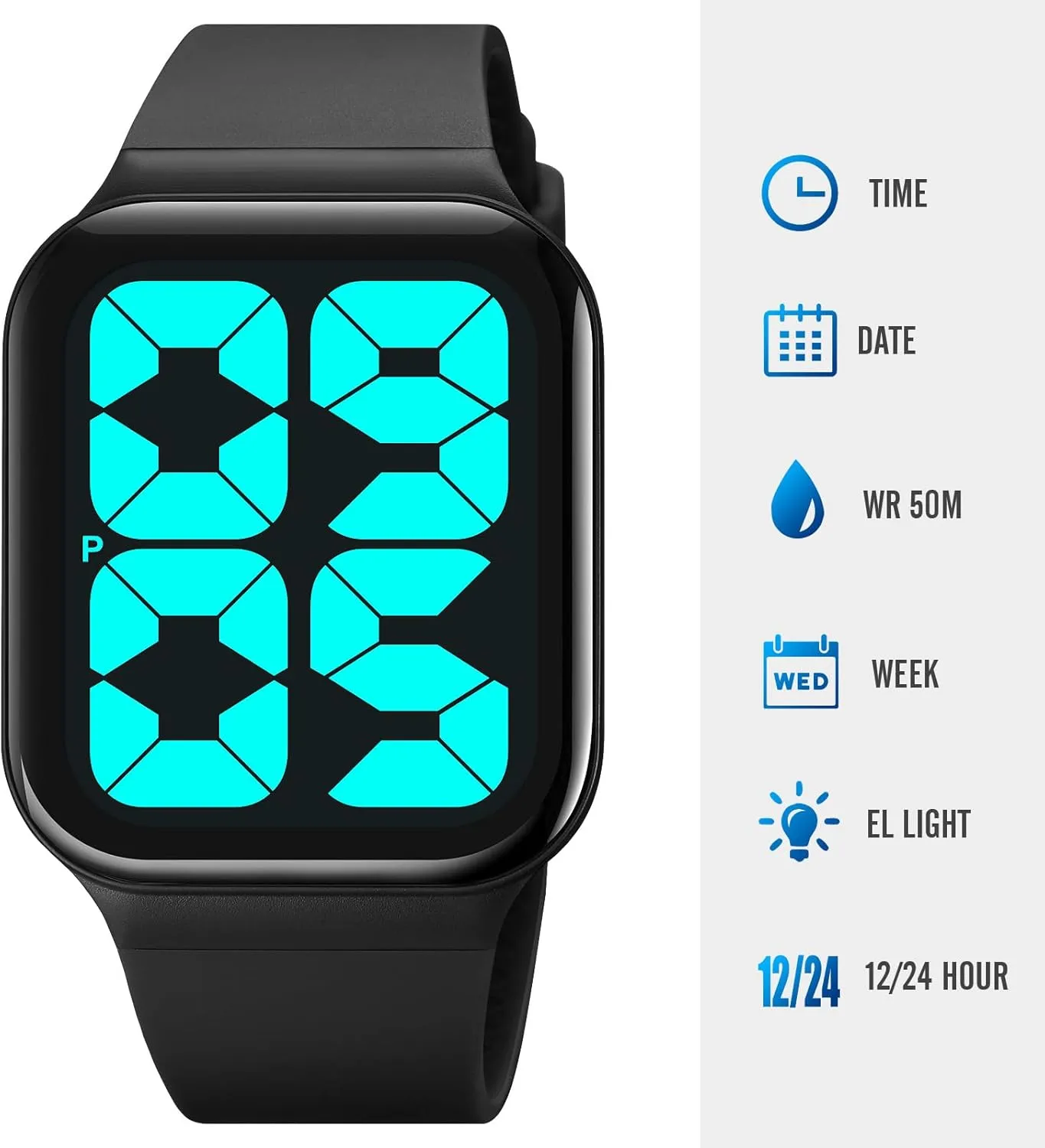Extra Large Numbers Watch for Men, Waterproof Mens Digital Watch Womens Men's Wrist Watches for Elderly Senior Women