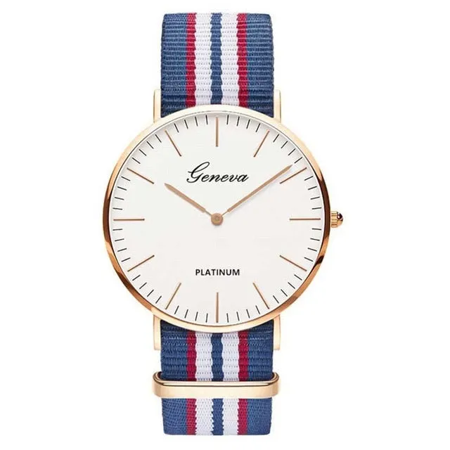 Fashion Casual Quartz Watch with Multicolor Nylon Cloth Watchband Wristwatch Simple Designer Women Men Watches Clock Orologio