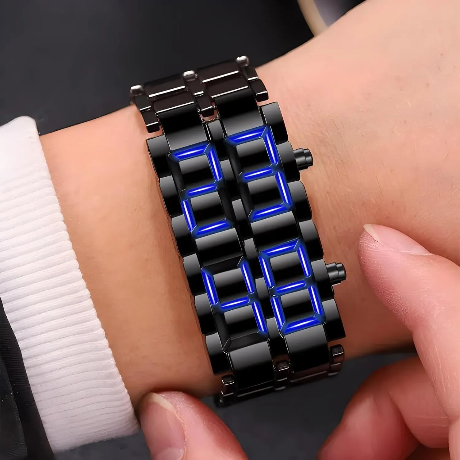 Fashion Full Metal Digital Lava Wrist Watch Men LED Display Watches Gifts for Male Famale Sport Creative Watch