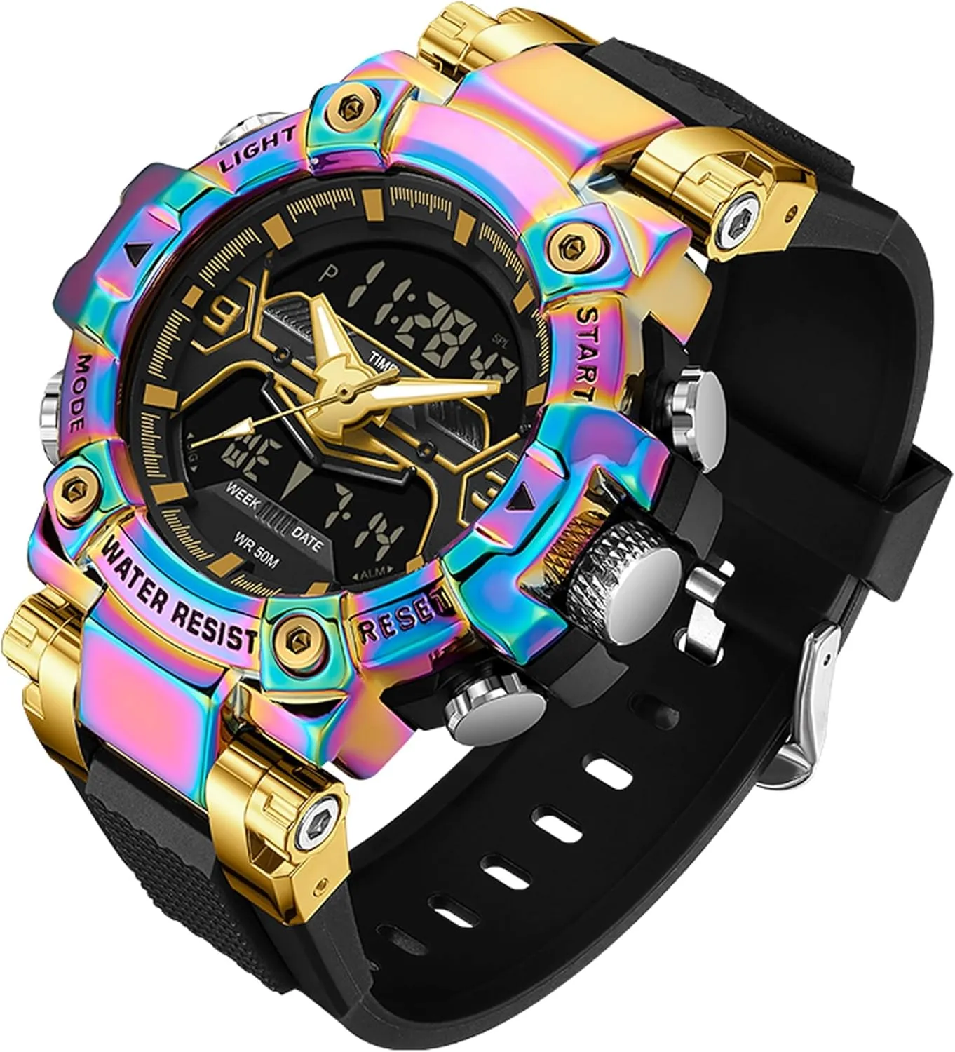 findtime Digital Watches for Men Tactical Sports 5ATM Waterproof Watch Digital Large Face LED Backlight Wristwatch Stopwatch Alarm Tactical Electronic Watch