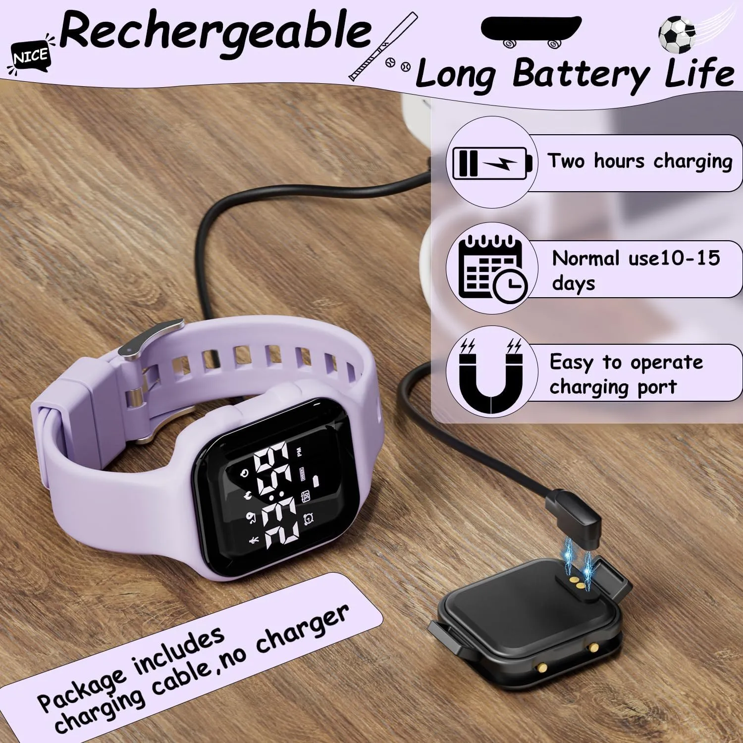 GOLDEN HOUR Kids Digital Sport Watches with Fitness Tracker, Alarm Clock, Stopwatch, No App Waterproof Birthday Gifts for Girls and Boys Ages 4-12