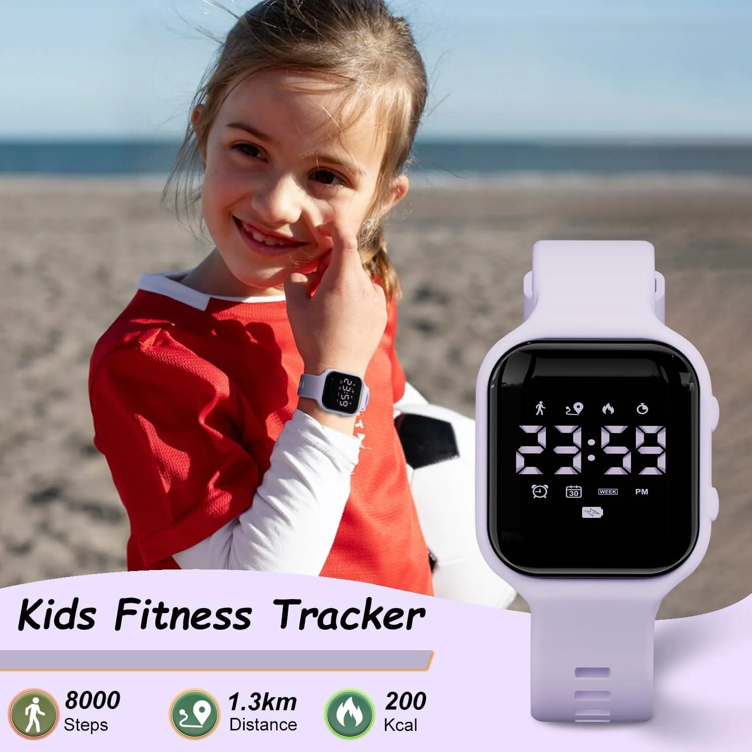 GOLDEN HOUR Kids Digital Sport Watches with Fitness Tracker, Alarm Clock, Stopwatch, No App Waterproof Birthday Gifts for Girls and Boys Ages 4-12