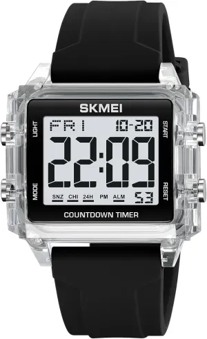 Gosasa Unisex Digital Watch Women Men Multifunction Outdoor Sport Watches Casual Silicone Strap Stopwatch Alarm Countdown Dual Time 50M Waterproof (Blue)