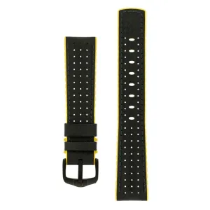 Hirsch AYRTON Carbon Embossed Performance Watch Strap in BLACK / YELLOW